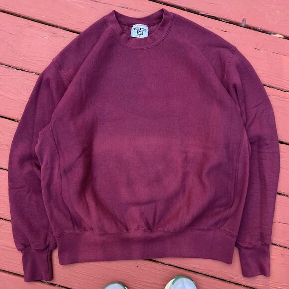 Vintage Faded Red Maroon Burgundy Lee Blank Crewneck XL Sweatshirt Essential USA - Picture 4 of 6